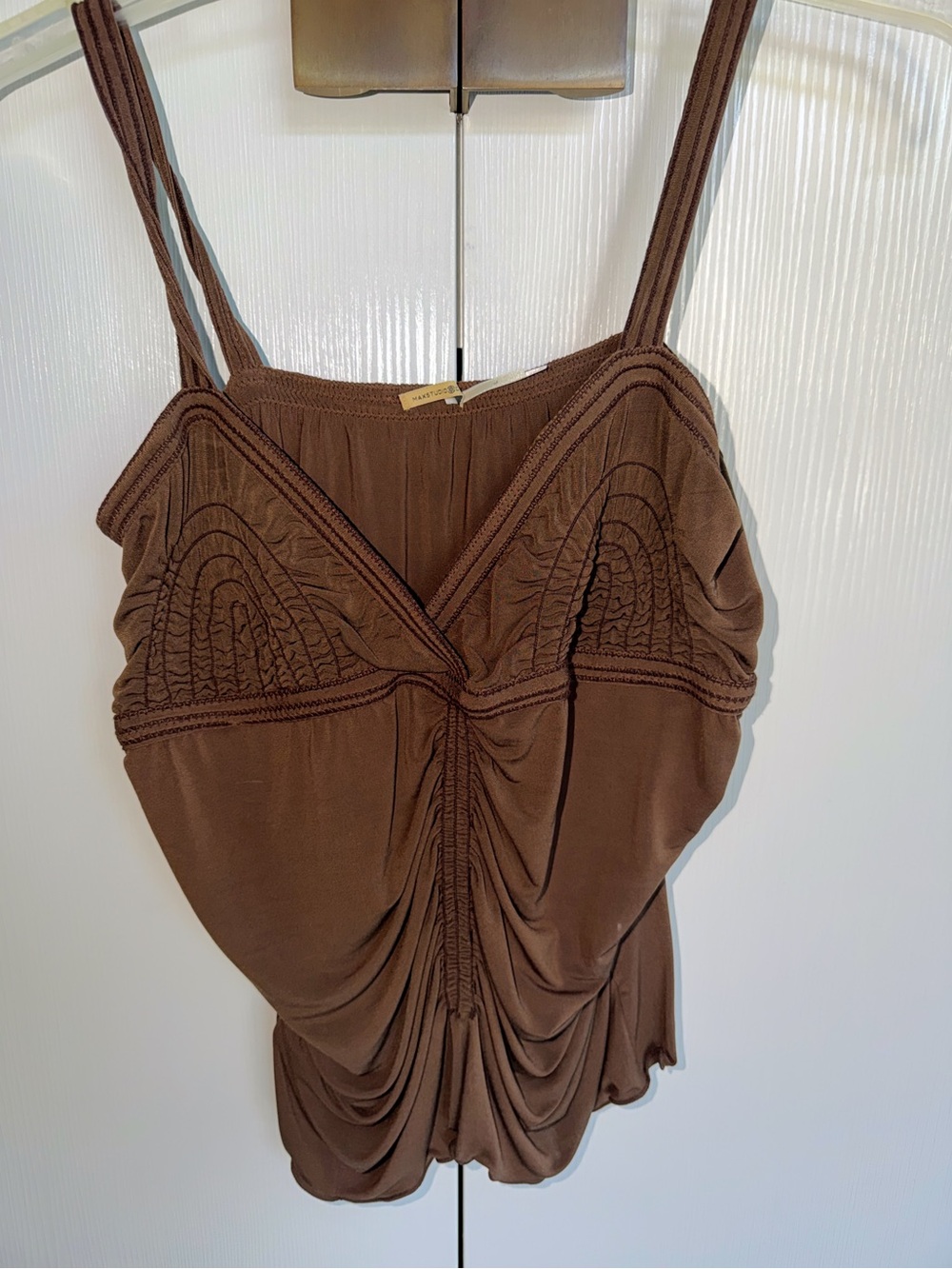 Vintage Max Studio Ruched Strap Tank Top